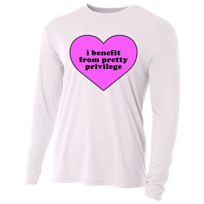 I Benefit From Pretty Privilege Heart In Pink Design Cool Cooling Performance Long Sleeve Crew