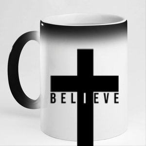 I Believe Faith Christian Cross 11oz Black Color Changing Mug