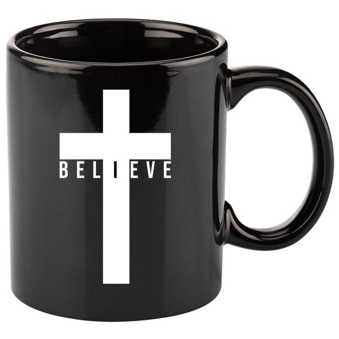 I Believe Faith Christian Cross 11oz C Handle Ceramic Mug