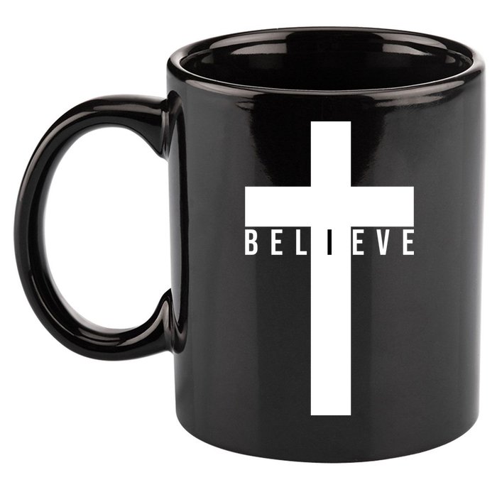 I Believe Faith Christian Cross 11oz C Handle Ceramic Mug