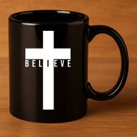 I Believe Faith Christian Cross 11oz C Handle Ceramic Mug