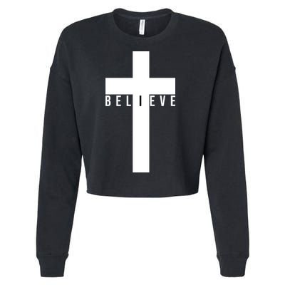 I Believe Faith Christian Cross Cropped Pullover Crew