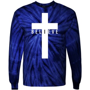 I Believe Faith Christian Cross Tie-Dye Long Sleeve Shirt