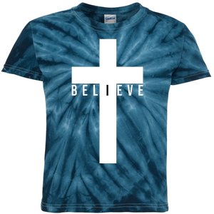 I Believe Faith Christian Cross Kids Tie-Dye T-Shirt