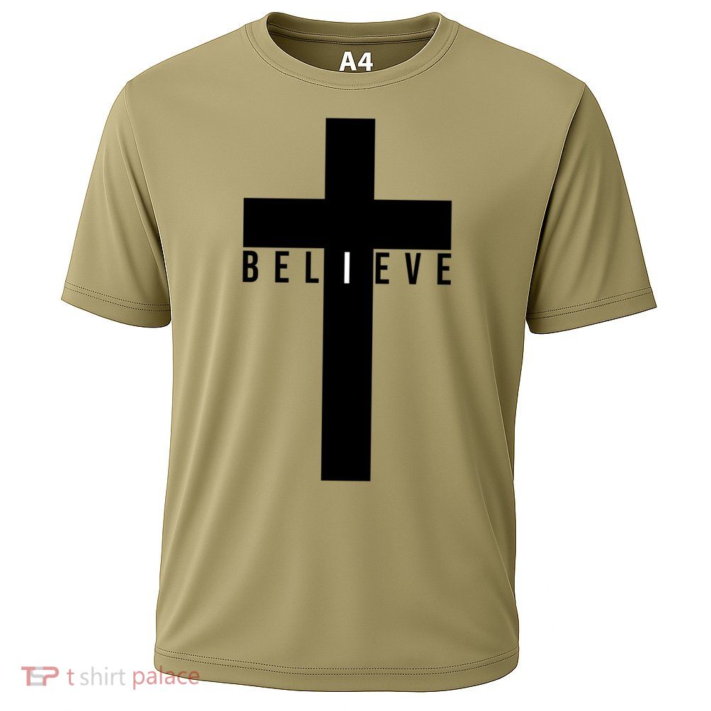 I Believe Faith Christian Cross Performance Shirt