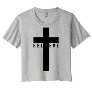 I Believe Faith Christian Cross Women's Crop Top Tee