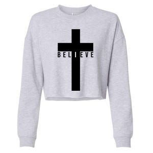 I Believe Faith Christian Cross Cropped Pullover Crew