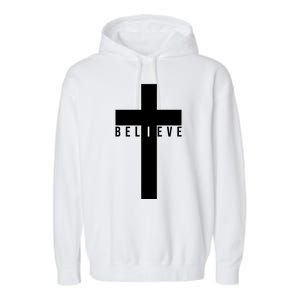 I Believe Faith Christian Cross Garment-Dyed Fleece Hoodie