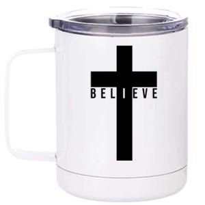 I Believe Faith Christian Cross 12 oz Stainless Steel Tumbler Cup