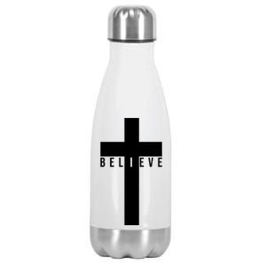 I Believe Faith Christian Cross Stainless Steel Insulated Water Bottle