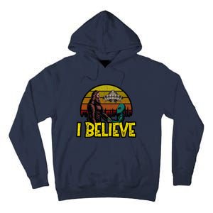 I Believe Funny Alien And Bigfoot Design Distressed Tall Hoodie