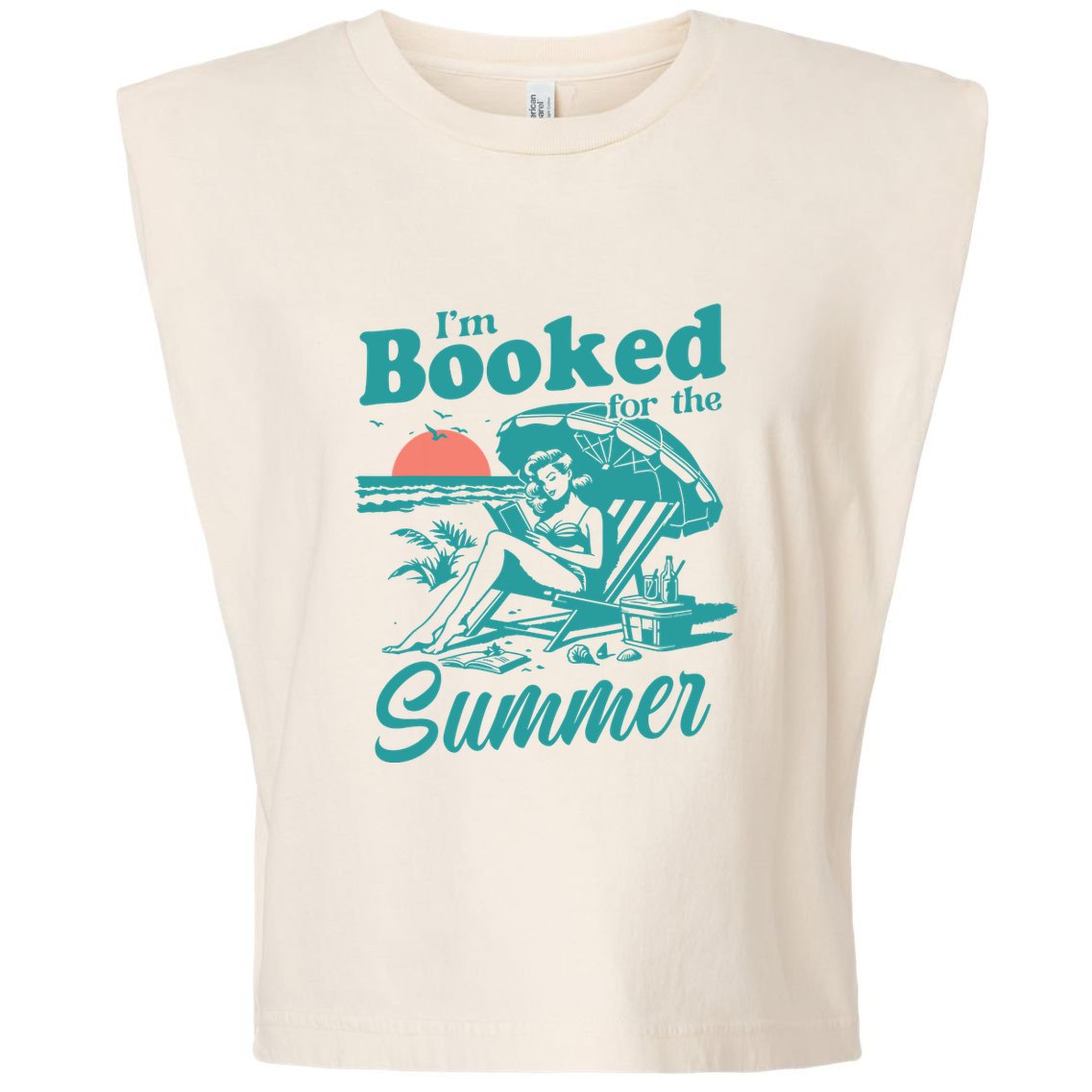 Im Booked For The Summer Book Girl Summer Coquette Garment-Dyed Women's Muscle Tee