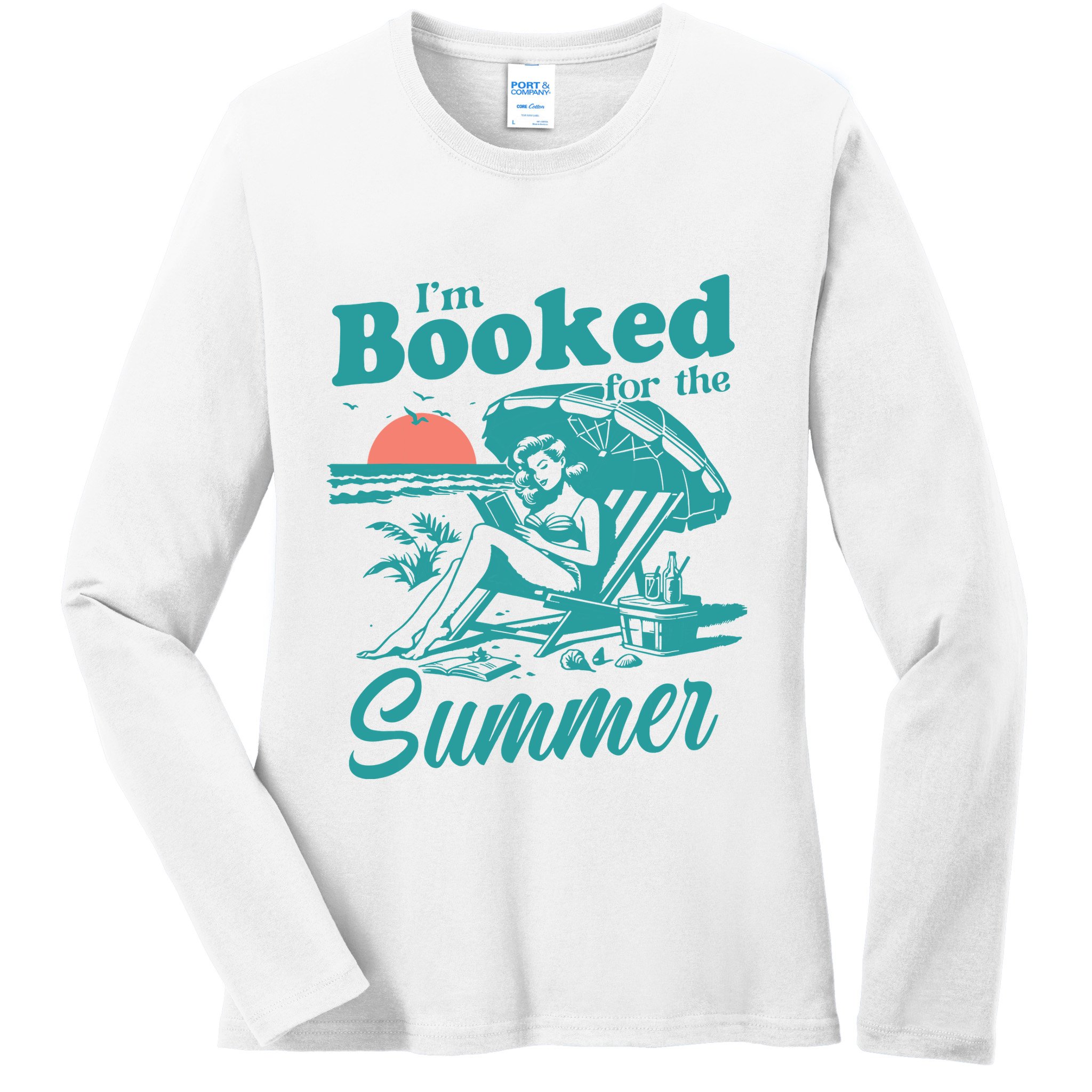 Im Booked For The Summer Book Girl Summer Coquette Ladies Long Sleeve Shirt