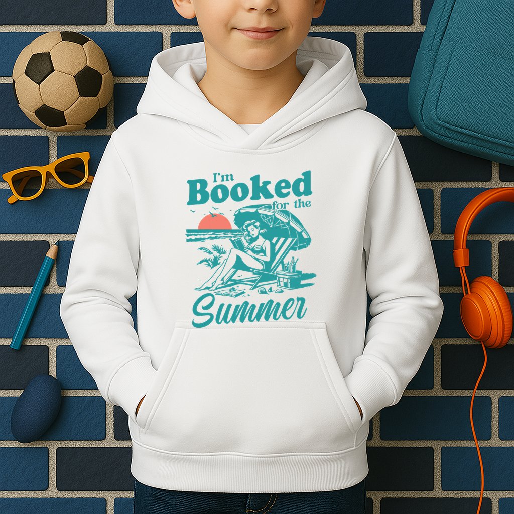 Im Booked For The Summer Book Girl Summer Coquette Kids Hoodie