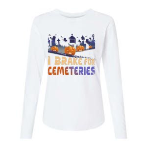 I Brake For Cemeteries Halloween Ghost Stories Supernatural Womens Cotton Relaxed Long Sleeve T-Shirt