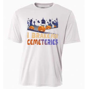 I Brake For Cemeteries Halloween Ghost Stories Supernatural Cooling Performance Crew T-Shirt