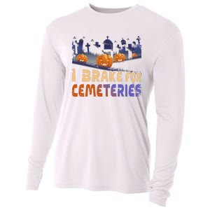 I Brake For Cemeteries Halloween Ghost Stories Supernatural Cooling Performance Long Sleeve Crew