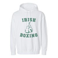 Irish Boxing Green Vintage Distressed Style T Garment-Dyed Fleece Hoodie