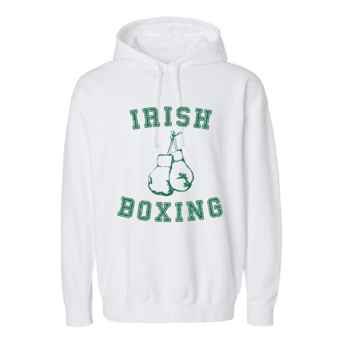 Irish Boxing Green Vintage Distressed Style T Garment-Dyed Fleece Hoodie