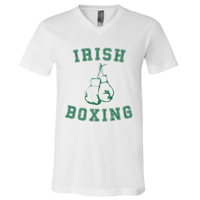 Irish Boxing Green Vintage Distressed Style T V-Neck T-Shirt