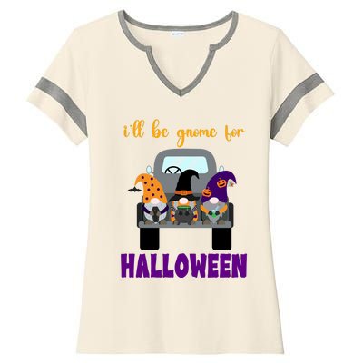 Ill Be Gnome For Halloween Cute Festive Ladies Halftime Notch Neck Tee