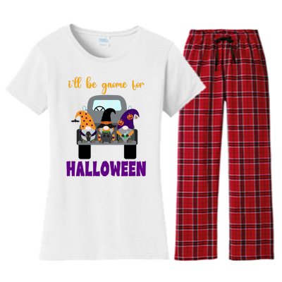 Ill Be Gnome For Halloween Cute Festive Women's Flannel Pajama Set