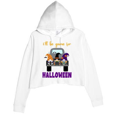 Ill Be Gnome For Halloween Cute Festive Crop Fleece Hoodie