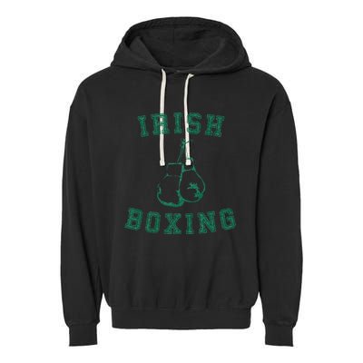 Irish Boxing Green Vintage Distressed Style Garment-Dyed Fleece Hoodie