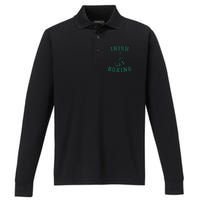 Irish Boxing Green Vintage Distressed Style Performance Long Sleeve Polo