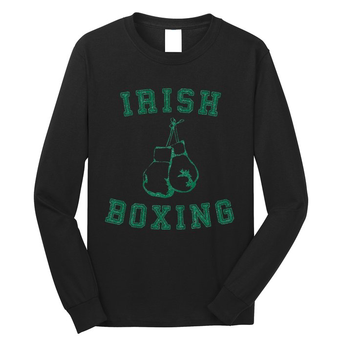 Irish Boxing Green Vintage Distressed Style Long Sleeve Shirt