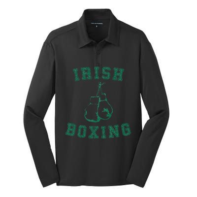 Irish Boxing Green Vintage Distressed Style Silk Touch Performance Long Sleeve Polo