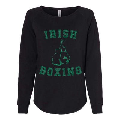 Irish Boxing Green Vintage Distressed Style Womens California Wash Sweatshirt