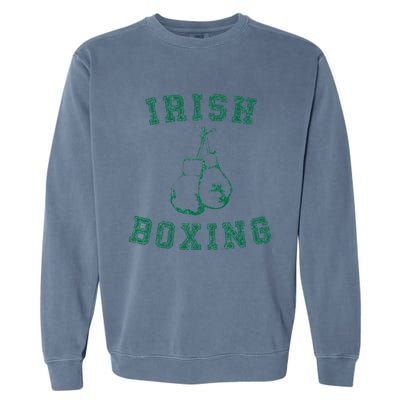 Irish Boxing Green Vintage Distressed Style Garment-Dyed Sweatshirt