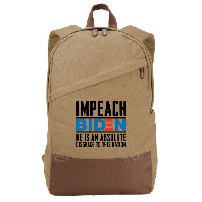 Impeach Biden He Is An Absolute Disgrace To This Nation Cotton Canvas Backpack