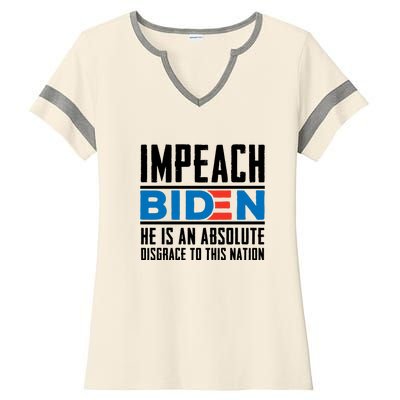 Impeach Biden He Is An Absolute Disgrace To This Nation Ladies Halftime Notch Neck Tee