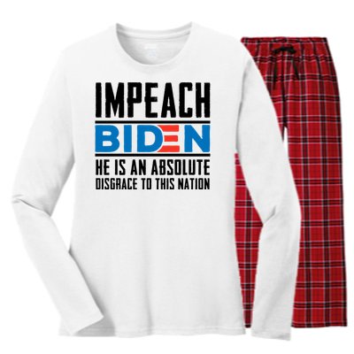 Impeach Biden He Is An Absolute Disgrace To This Nation Women's Long Sleeve Flannel Pajama Set 