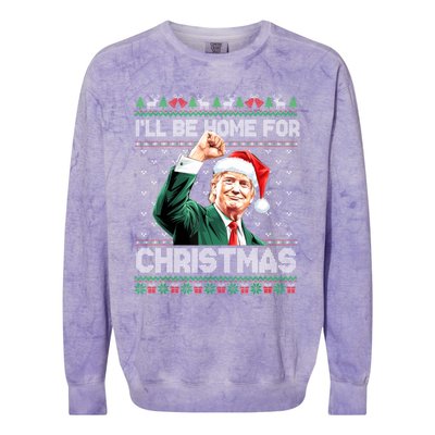 ILl Be Home For Christmas Funny Trump Ugly Sweater Xmas Colorblast Crewneck Sweatshirt