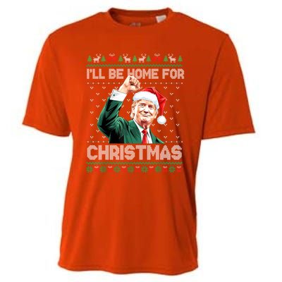 ILl Be Home For Christmas Funny Trump Ugly Sweater Xmas Cooling Performance Crew T-Shirt