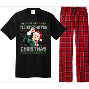 ILl Be Home For Christmas Funny Trump Ugly Sweater Xmas Pajama Set