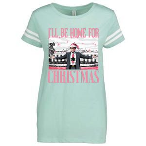 ILl Be Home For Christmas Funny Santa Claus Trump 2024 Enza Ladies Jersey Football T-Shirt