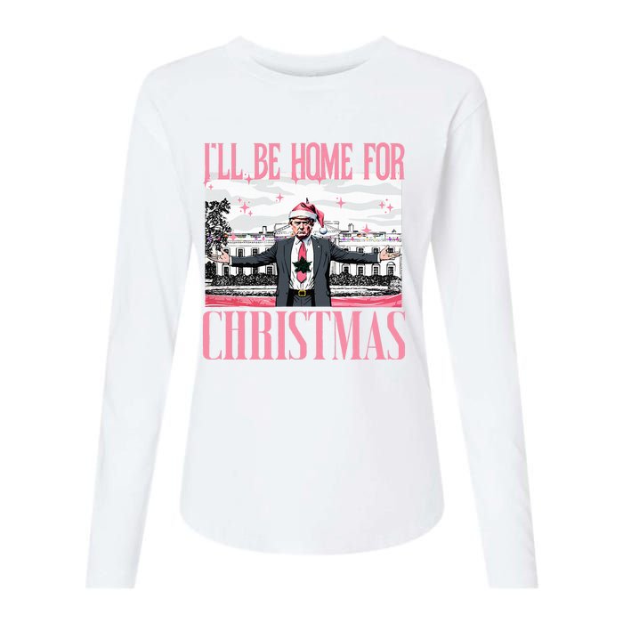 ILl Be Home For Christmas Funny Santa Claus Trump 2024 Womens Cotton Relaxed Long Sleeve T-Shirt