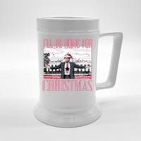 ILl Be Home For Christmas Funny Santa Claus Trump 2024 Beer Stein