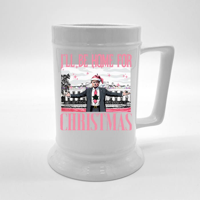 ILl Be Home For Christmas Funny Santa Claus Trump 2024 Beer Stein