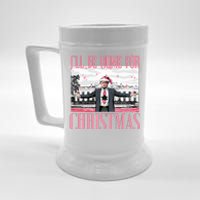 ILl Be Home For Christmas Funny Santa Claus Trump 2024 Beer Stein