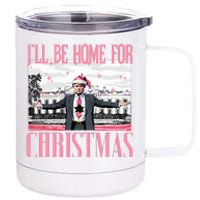 ILl Be Home For Christmas Funny Santa Claus Trump 2024 12 oz Stainless Steel Tumbler Cup