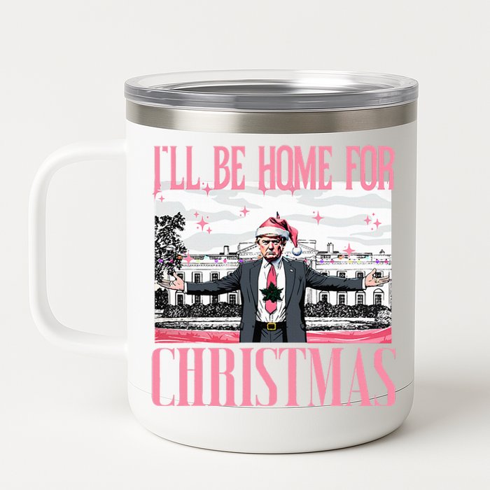 ILl Be Home For Christmas Funny Santa Claus Trump 2024 12 oz Stainless Steel Tumbler Cup