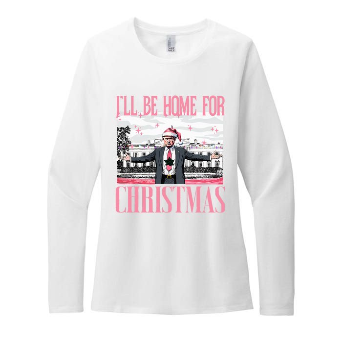 ILl Be Home For Christmas Funny Santa Claus Trump 2024 Womens CVC Long Sleeve Shirt