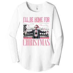 ILl Be Home For Christmas Funny Santa Claus Trump 2024 Women's Perfect Tri Tunic Long Sleeve Shirt