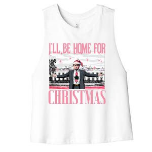 ILl Be Home For Christmas Funny Santa Claus Trump 2024 Women's Racerback Cropped Tank