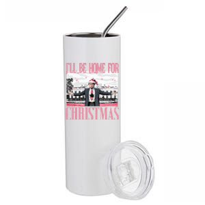 ILl Be Home For Christmas Funny Santa Claus Trump 2024 Stainless Steel Tumbler